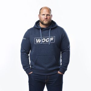 WOOF Hoodie (Melange Navy) Muscle Bear (Front)