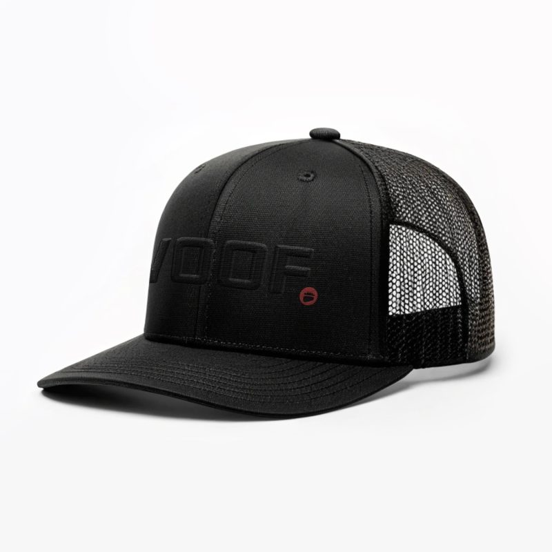 WOOF (Yupoong 6606) Retro Trucker Hat (Black) Side